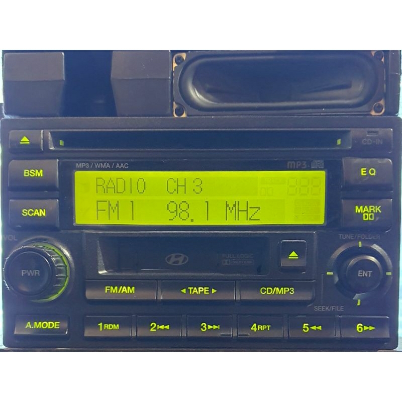 Máy phát nhạc liền 2 Amply xe Santafe 2004 2005 2006. Tính năng CD/RADIO/TAPE/AUX.