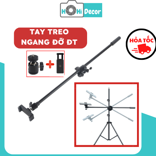Tay Treo Ngang Kẹp Điện Thoại Chụp Hình Sản Phẩm, Giá Đỡ Điện Thoại Livestream, Gậy Quay Video Tiktok, Review, Nail, Spa