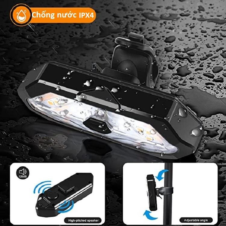 Đèn Xi Nhan Xe Đạp PeDan Không Dây Chống Nước IPX4, Xi Nhan Xe Đạp 5 Chế Độ Sáng Kèm Sạc USB