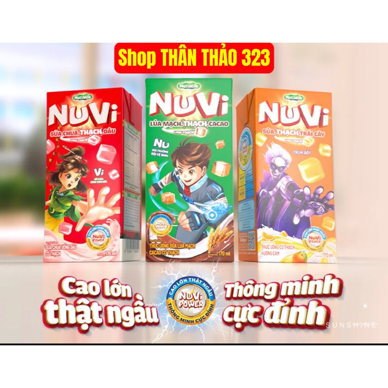 Sữa Nuvi Lúa Mạch Thạch Cacao / Sữa Chua Thạch Dâu