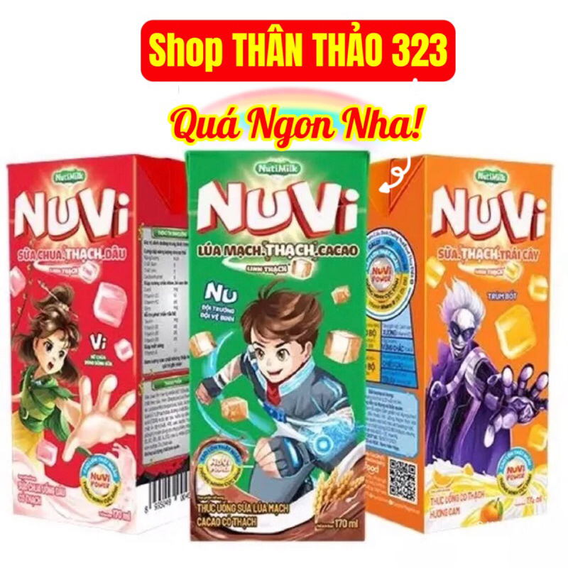 Sữa Nuvi Lúa Mạch Thạch Cacao / Sữa Chua Thạch Dâu