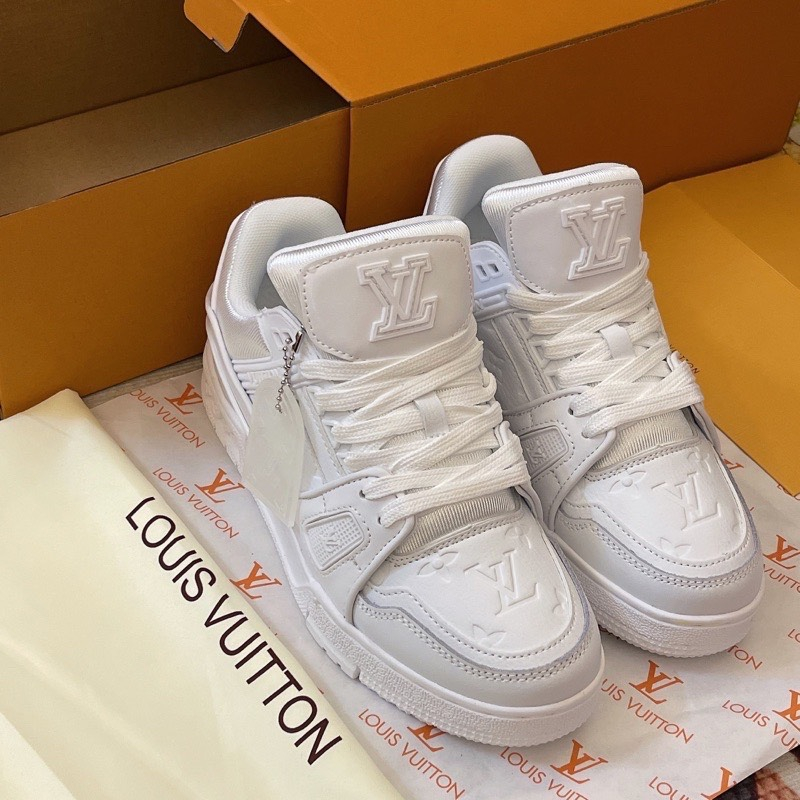 Giày LV Trainer White, Giày LV Louis Vuitton Full Trắng Hot Trend Hàng Đẹp Full Box Bill.