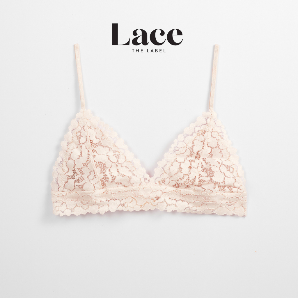 Áo lót Crop Nude Be kèm đệm mỏng Lace.thelabel