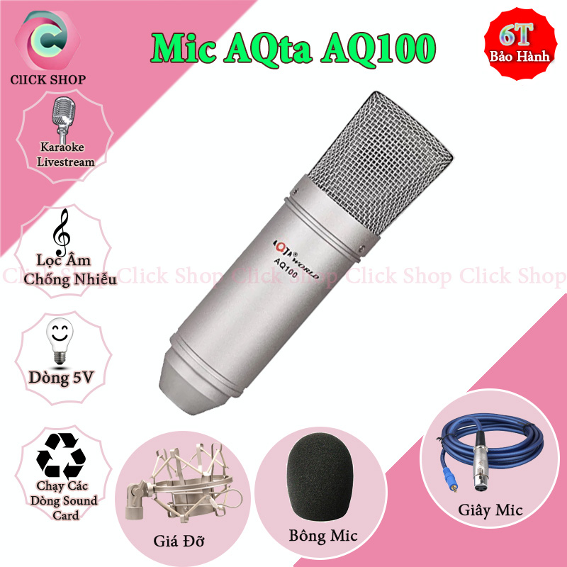 Bộ Micro Livestream AQ100 và Sound Card X5 Dùng Mic Thu Âm Hát Livestream Chuyên Nghiệp Giá Thành Siêu Hấp Dẫn
