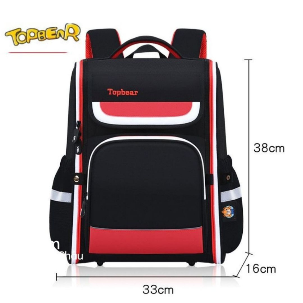 Balo học sinh TOPBEAR chống gù cho bé bé trai, bé gái đi học cấp 1, cấp 2 họa tiết phối màu timh tế dễ thương TB9806