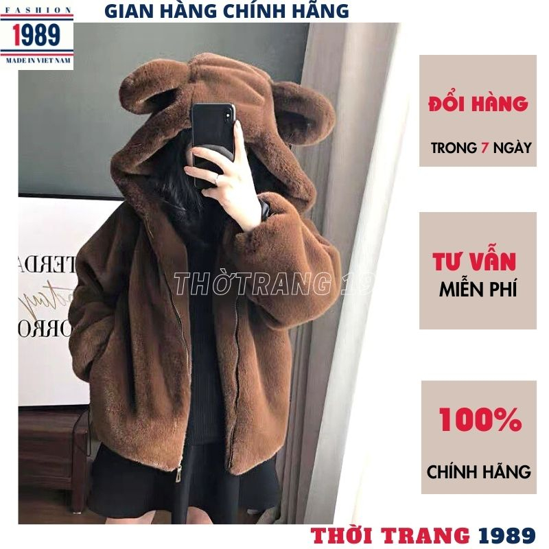 Áo lông nữ áo khoác lông tai gấu🥝 chất lông mượt mà về đủ màu ULZZANG | BigBuy360 - bigbuy360.vn