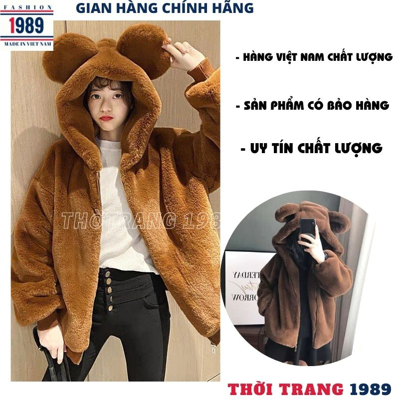 Áo lông nữ áo khoác lông tai gấu🥝 chất lông mượt mà về đủ màu ULZZANG | BigBuy360 - bigbuy360.vn