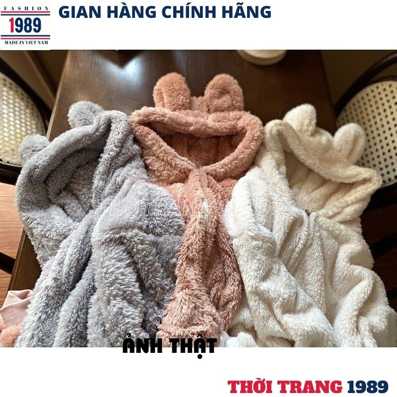 Áo lông nữ áo khoác lông tai gấu🥝 chất lông mượt mà về đủ màu ULZZANG | BigBuy360 - bigbuy360.vn