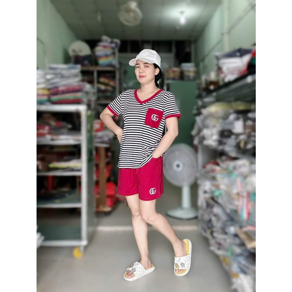 TPS1201(L..6XL)5️⃣4️⃣Đồ Bộ Đùi Cổ Tim Phối, Áo Có Túi, Phom Rộng Tuyền Phan, Tuyenphanbigsize 50kg đến 95kg