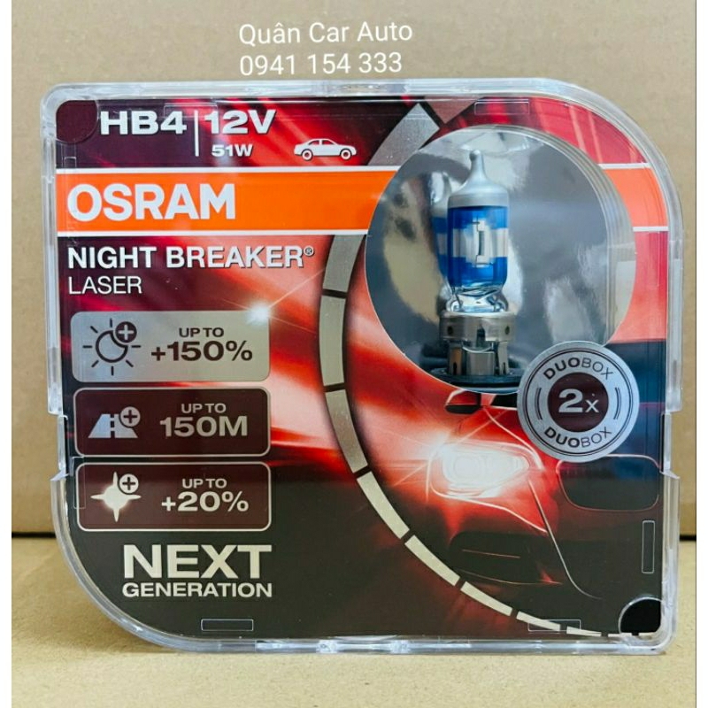 COMBO 2 Bóng Osram tăng sáng 150% H4, H7, H8, H11, HB3, HB4 12V 55W cho đèn pha cos ôtô xe hơi