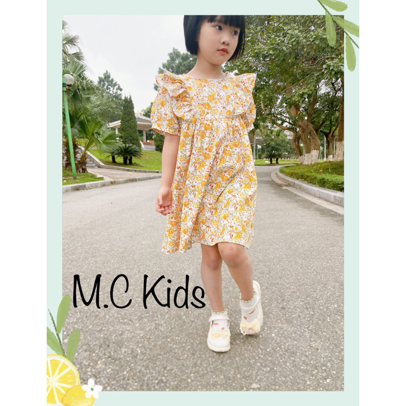 Váy bé gái cộc tay bèo vai💕freeship❤️M.C kids❤️❤️đầm đi học