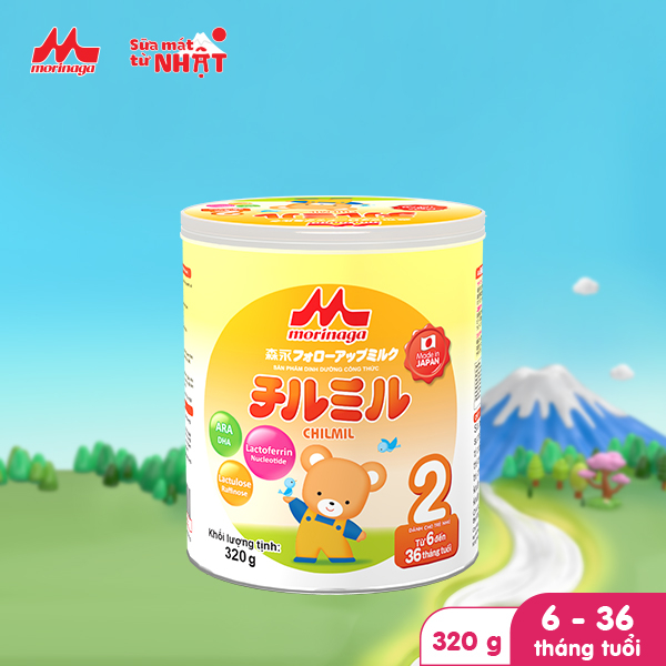 Sữa Morinaga Chilmil số 2 Nhật Bản 320g Tăng Sức Đề Kháng, DHA, Canxi, tiêu hóa khỏe Từ 6-36 tháng