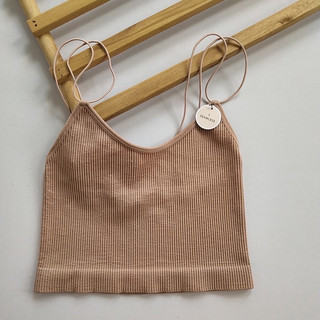Áo thun tăm nữ F21 vnxk màu nâu hai dây không ngắn size M form nhỏ - ẢNH CHỤP THẬT