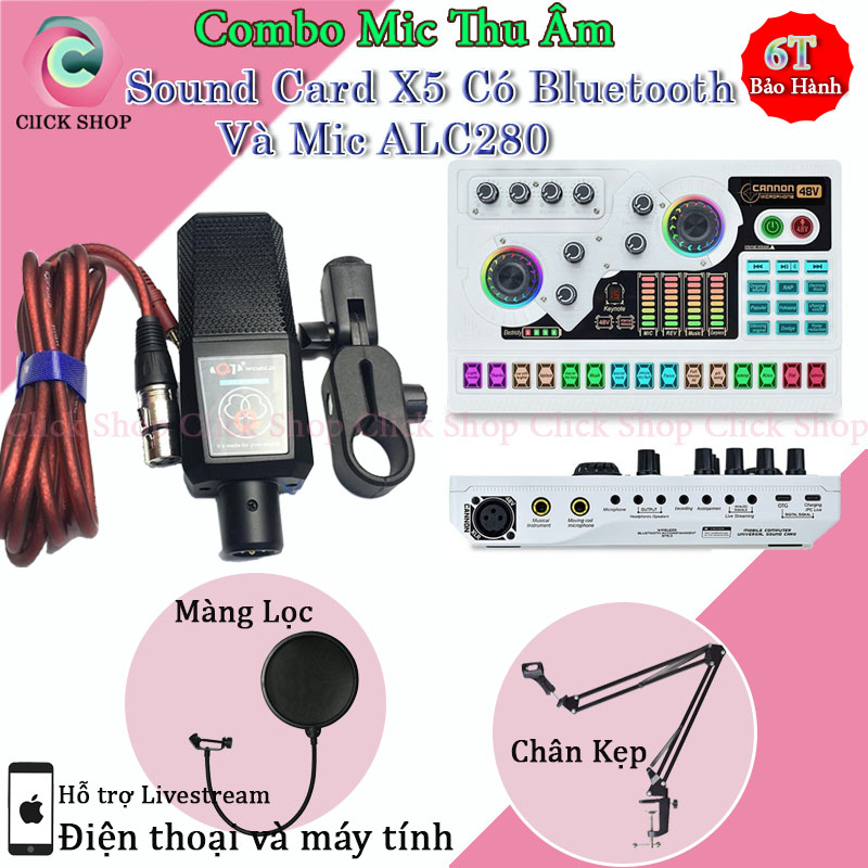 Bộ Micro Livestream ALC280 và Sound Card X5 Dùng Mic Thu Âm Hát Livestream Chuyên Nghiệp Giá Thành Siêu Hấp Dẫn