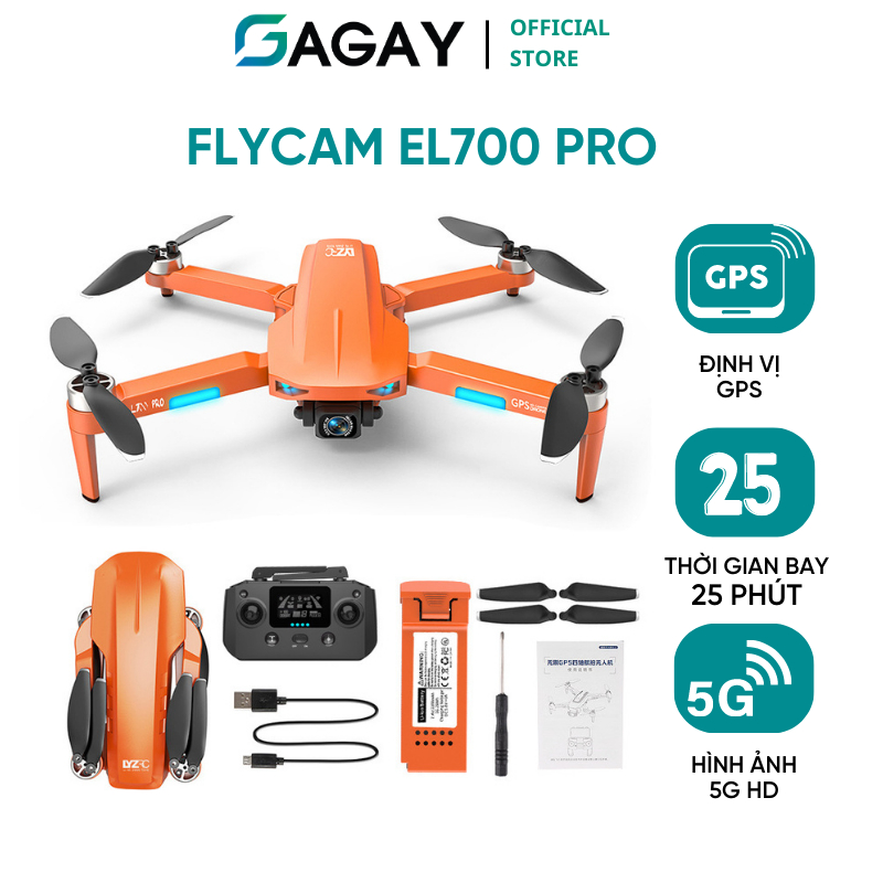 Flycam máy bay điều khiển từ xa EL700 pro , hình ảnh 5G HD, định vị GPS, fly cam không chổi than pin lớn GAGAY | BigBuy360 - bigbuy360.vn