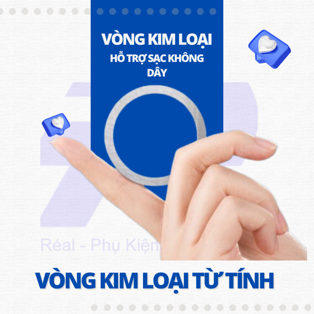 Vòng Kim Loại Từ Tính Nam Châm - Vòng Từ Tính Tròn Hỗ Trợ Hút Sạc Không Dây Cho Điện Thoại