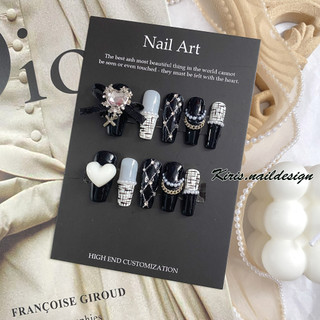 Nailbox - Móng giả thiết kế charm nơ hình tim đính xích cá tính