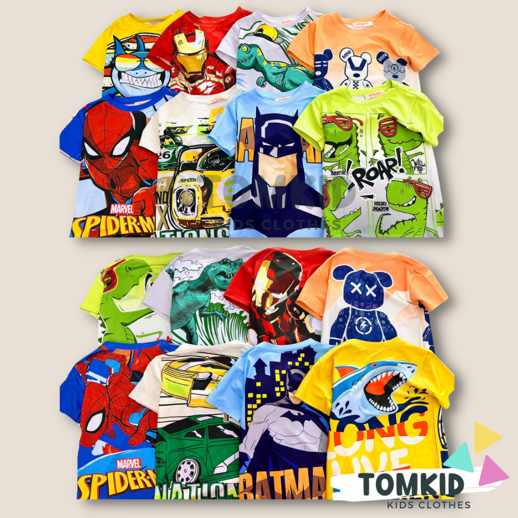 Bộ thun lạnh bé trai, đồ bộ cho bé hoạt hình siêu nhân chất thoáng mát co giãn không nhão 10-40Kg Tomkids
