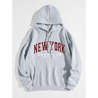Áo nỉ hoodie mũ New York dáng rộng Unisex