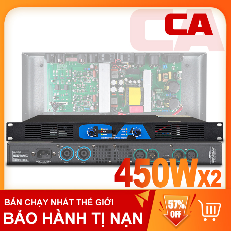 Máy phát điện CA Công suất cao 450W Bộ khuếch đại kỹ thuật số mô hình 1U 2 kênh Thiết bị âm thanh sân khấu chuyên ng