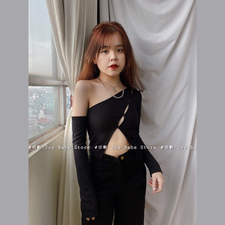 Áo kiểu thun gân cá tính💙 JOY BABE ❄ thun gân nhỏ mịn, áo kiểu giả khoác tay dài xinh xắn bánh bèo nữ CROD 21 SALE -D