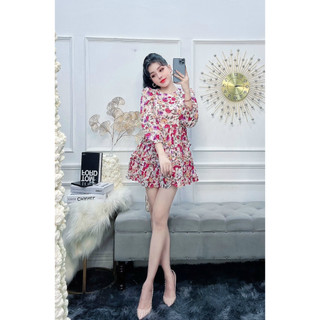 Đầm Voan Hoa Nữ Bèo Tầng Xinh Xắn Freesize