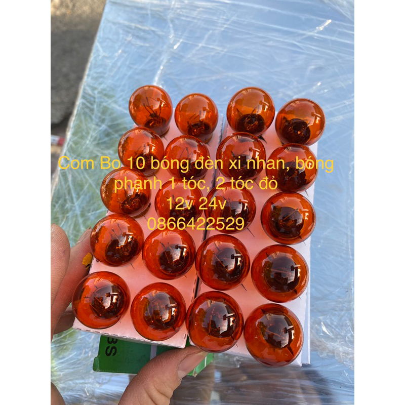 bóng xi nhan đỏ, bóng đèn phanh( com bo10 bóng) 1 tóc, 2 tóc cho xe hơi xe tải dỏ báo hiệu tốt