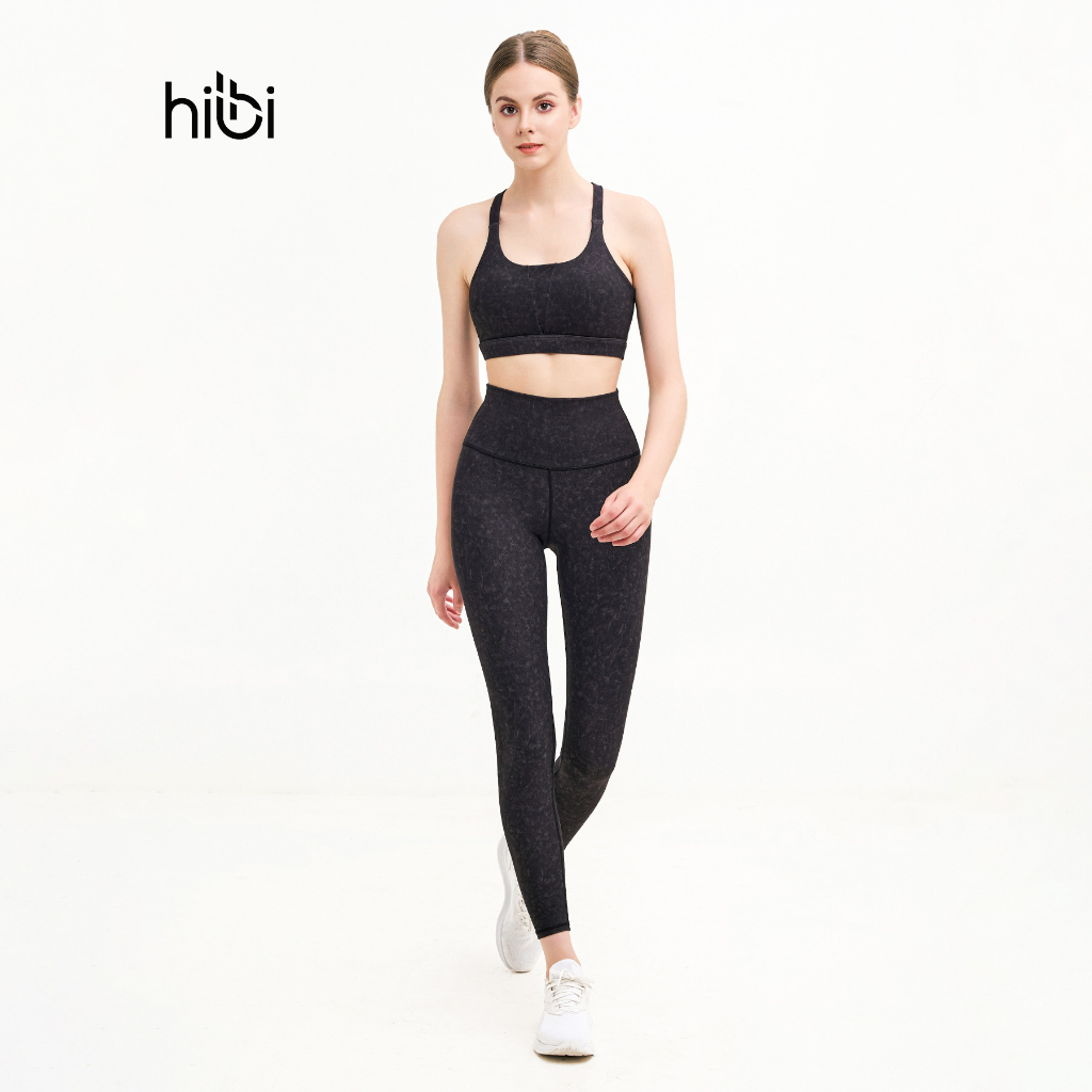 Set đồ tập yoga gym Hibi Sports H152 áo bra phối V, lưng xoắn nơ, kèm mút ngực