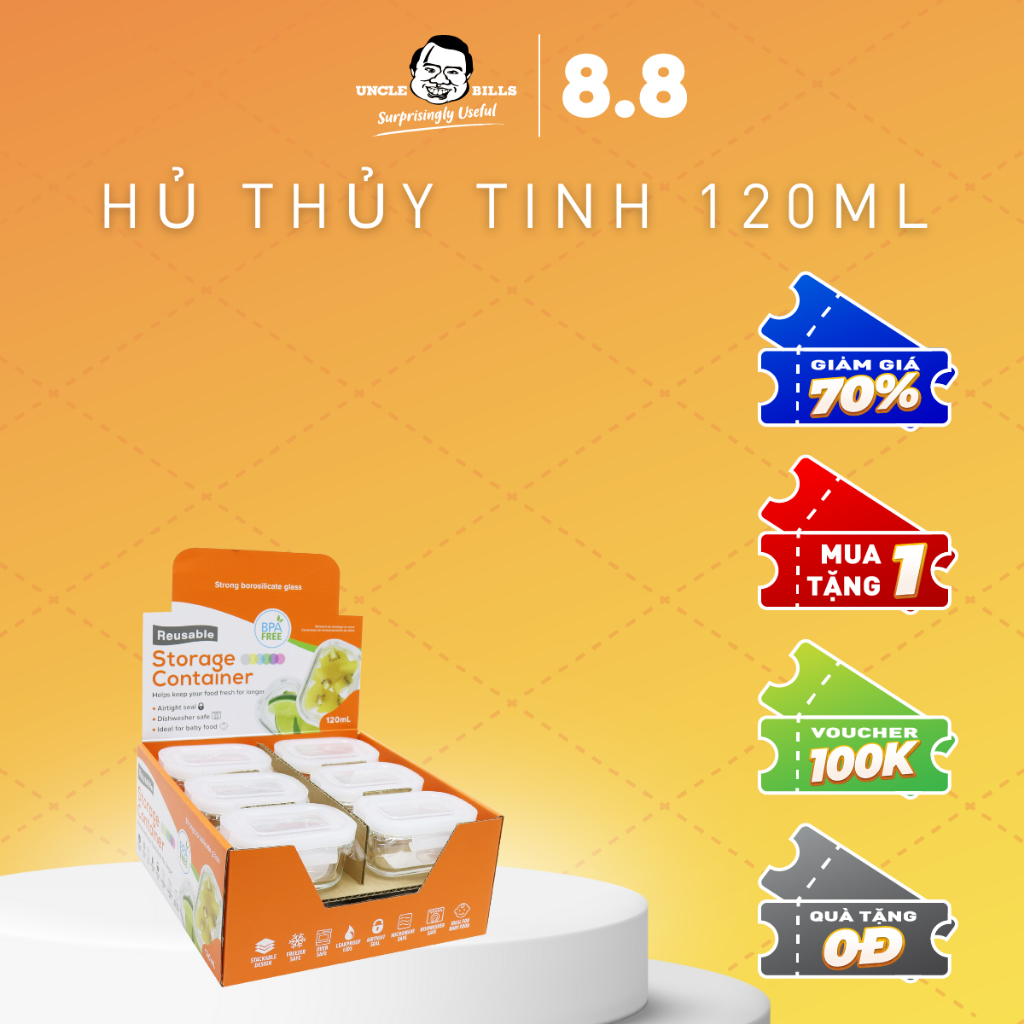 Hộp Thủy Tinh 120ml Uncle Bills KS1327