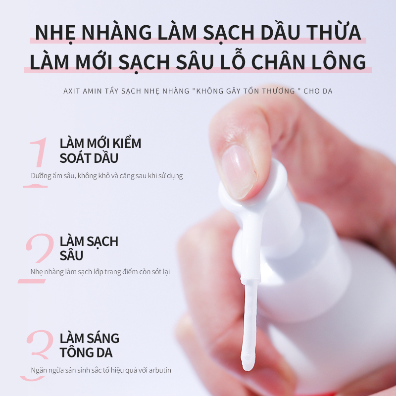 Sữa rửa mặt trắng da DEleventh Arbutin, làm trắng da, làm sạch sâu da, sữa rửa mặt axit amin nhẹ nhàng