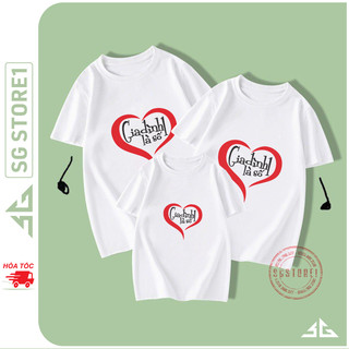 Áo thun gia đình là số 2 màu trắng thun cotton mềm mịn đủ size làm đồng phục cho bé trai gái GD313T