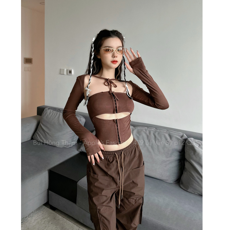Áo nâu gài nhiều