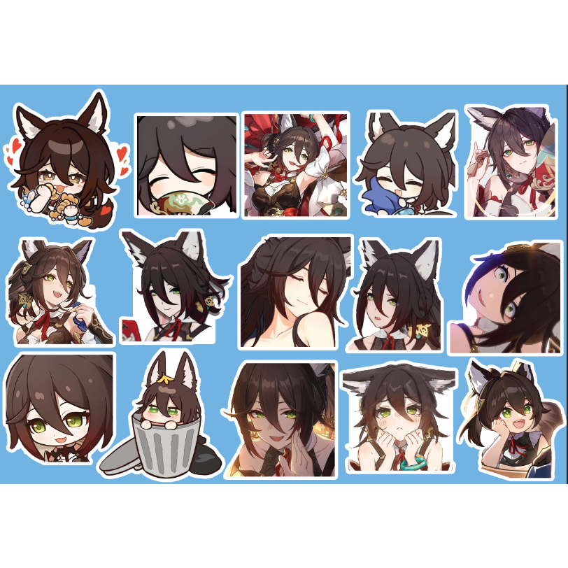 - Set 10/15 sticker Tingyun game Honkai Star Rail hình dán trang trí siêu đẹp