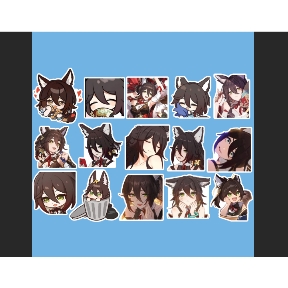 - Set 10/15 sticker Tingyun game Honkai Star Rail hình dán trang trí siêu đẹp