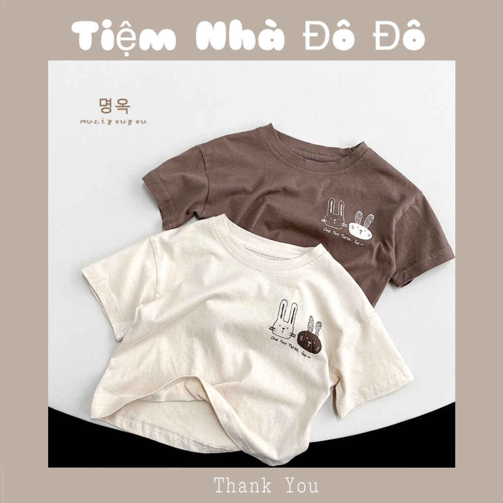 Áo phông in thỏ con style Hàn Quốc cho bé trai bé gái