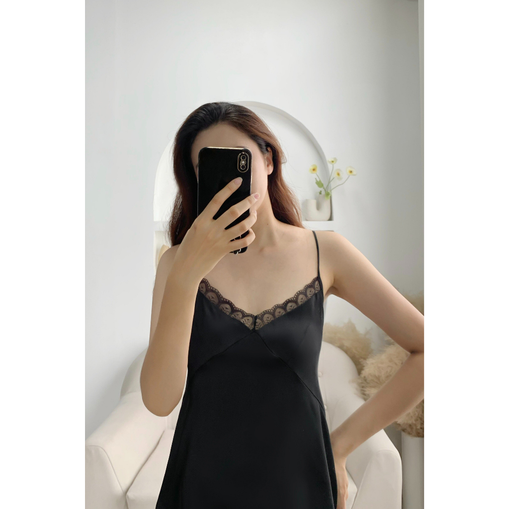 Bộ ngủ nữ 2 dây lụa latin phối ren mặc nhà cao cấp nhiều màu dễ thương siêu mát Melli Homewear B2D 02