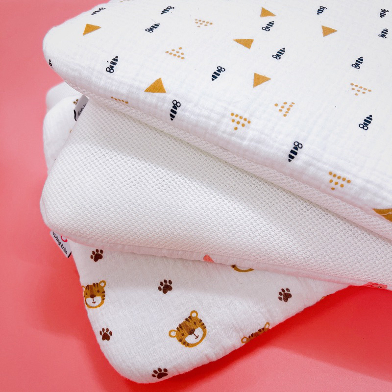 Gối sơ sinh cao cấp Vuông Tròn vải muslin, xô sợi tre bamboo siêu mỏng đẹp an toàn cho bé yêu