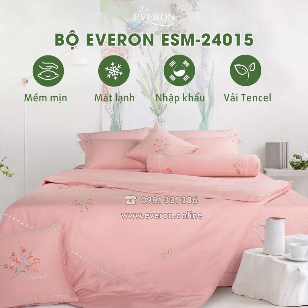 Bộ chăn ga Everon ESM24015 chất liệu Modal, bộ ga phủ và bộ ga chun chần 4 mùa