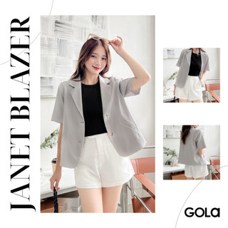 JANET Blazer - Áo blazer đính khuy gỗ
