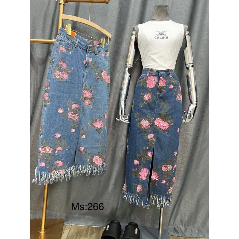 Chân váy jeans hoa tua rua mẫu mới chuản mẩu ảnh