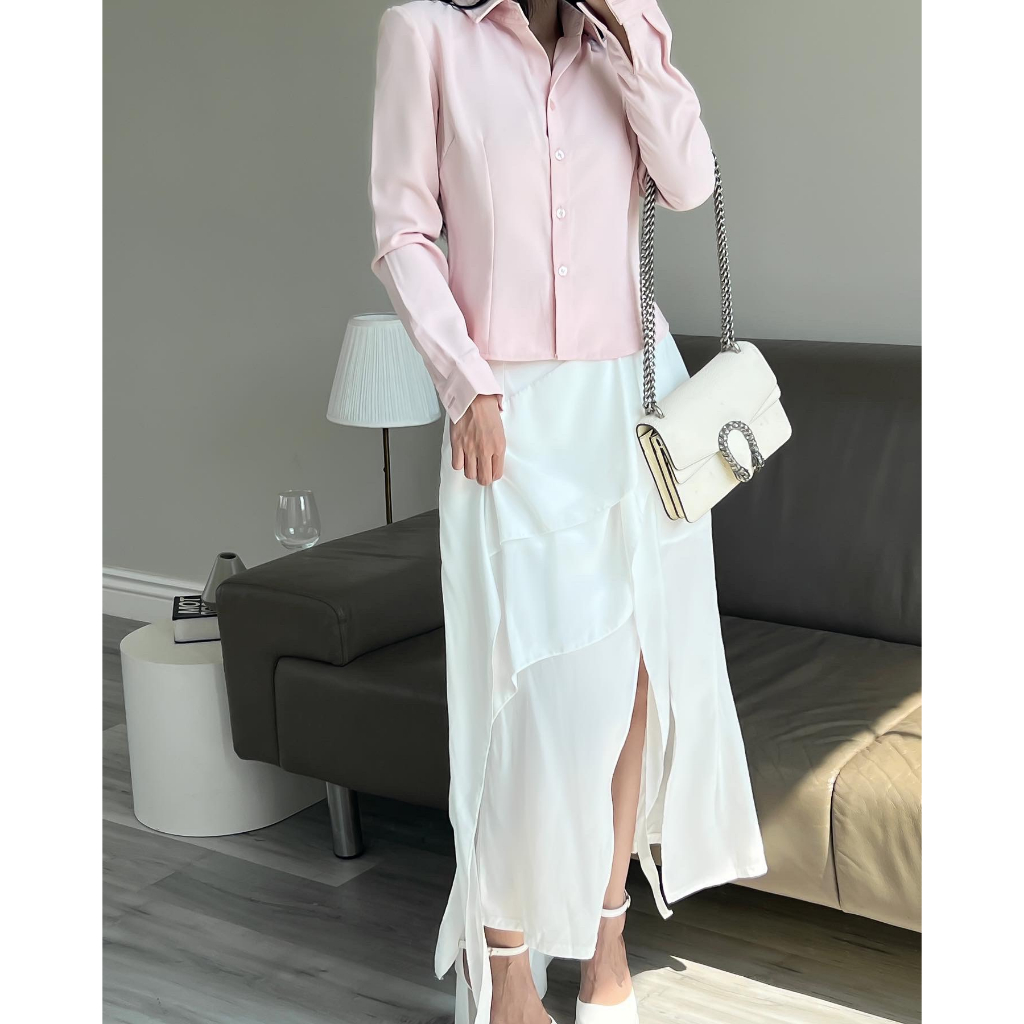 DII COLLECTION - Chân váy thiết kế midi tầng trendy xẻ tà cao cấp