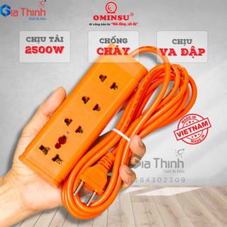 Ổ cắm điện chịu tải 2500w ominsu e2500c 3 hoặc 4 lỗ cắm dây dài 2.5m - 4.5m - 9m vỏ chống cháy chống vỡ