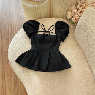 Áo peplum cổ vuông tay phồng áo peplum tay ngắn cổ vuông áo kiểu bigsize Kim Ngân từ 50 kg đến 100 kg M/L/XL/XXL