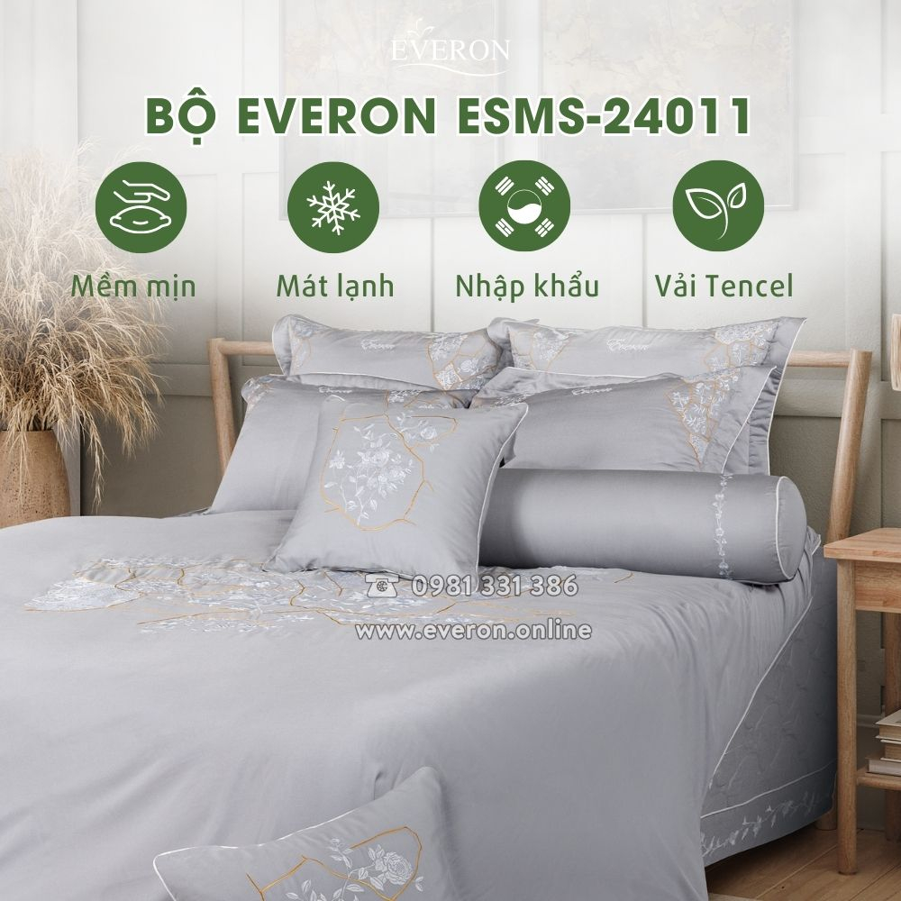 Bộ chăn ga Everon ESMS24011 chất liệu Modal, bộ ga phủ và bộ ga chun chần 4 mùa