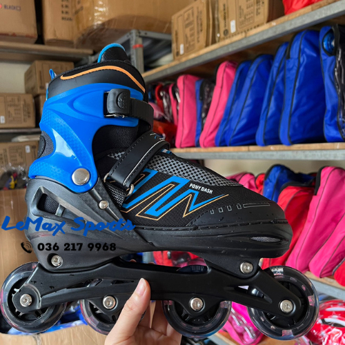 Giày patin trẻ em có bánh cao su, phát sáng 8 bánh. Giày trượt patin trẻ em giá rẻ . Tặng bảo vệ chân tay 6 chi tiết