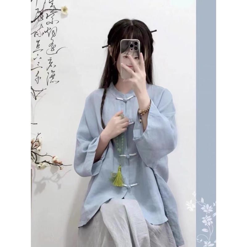 Bộ set kiểu trung hoa pháp phục boho vintage cổ trang hán phục thiền chay đi lễ chùa trà đạo đồng phục spa