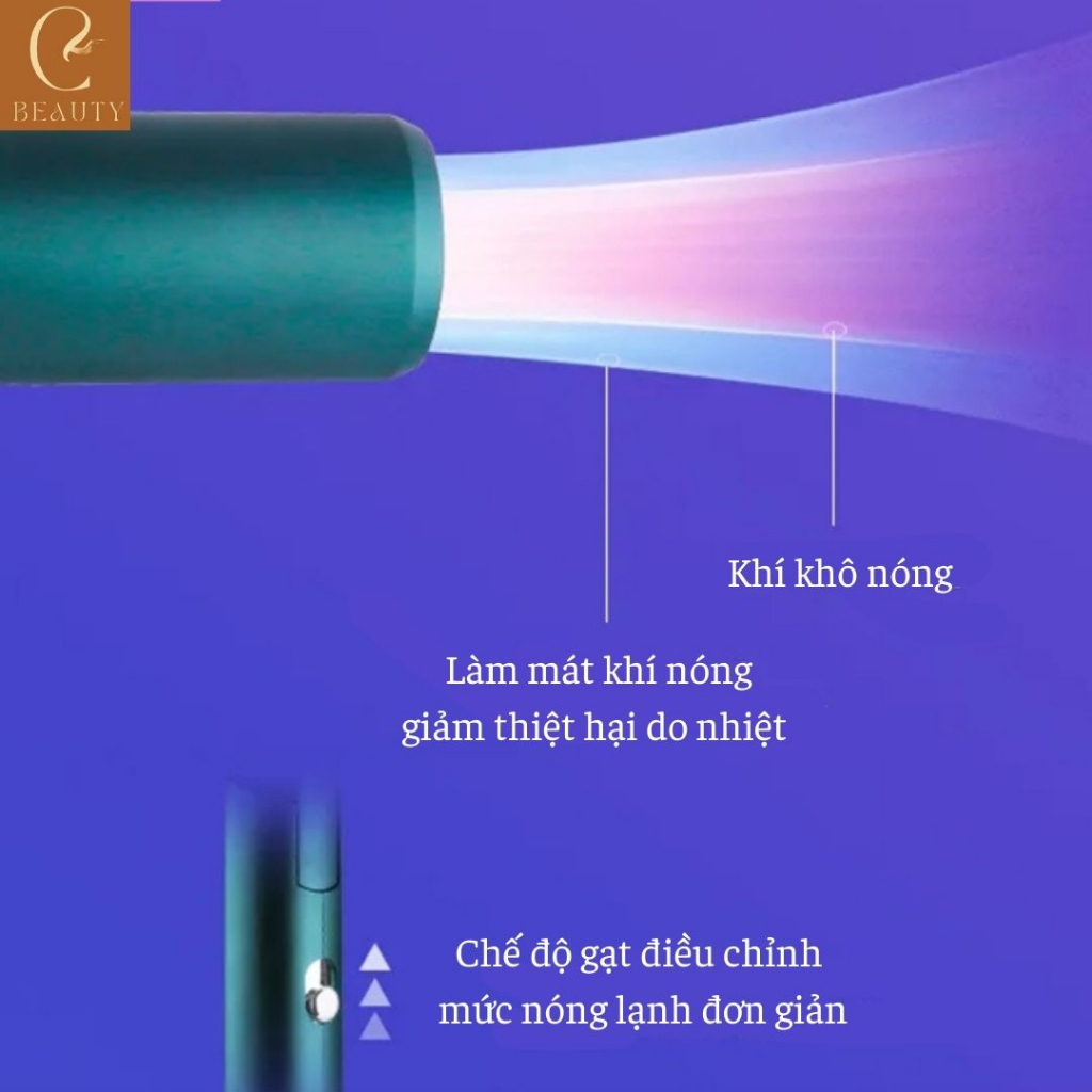 Máy sấy tóc Kemey KM-9825, Máy sấy tóc công suất lớn, Máy làm tóc khô siêu nhanh 2 chiều nóng lạnh có thể gấp gọn