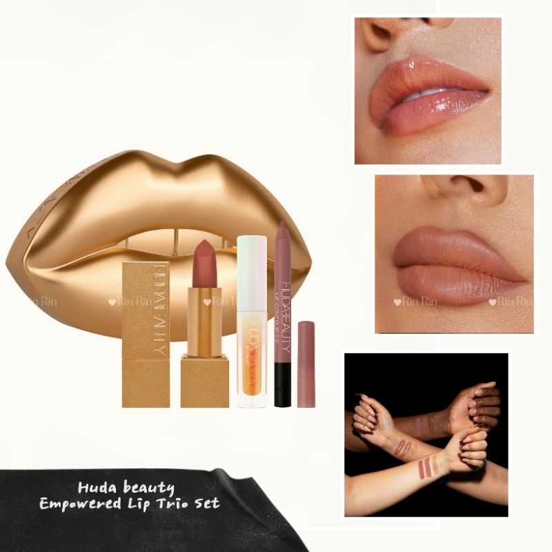 Set Son Huda màu Peachy Nude kèm hộp đựng hình môi
