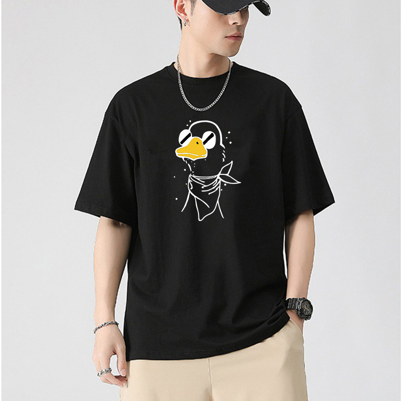 Áo thun unisex tay lỡ form rộng vịt đeo khăn áo nam nữ cá tính