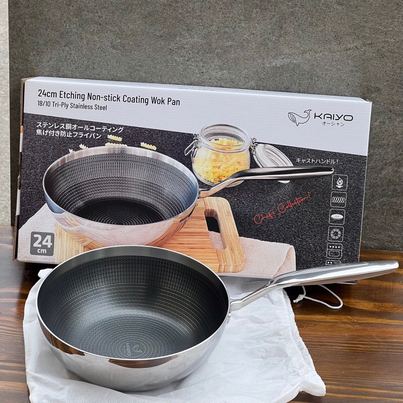 Chảo đúc inox chống dính vân nổi Kaiyo 20, 24, 26cm